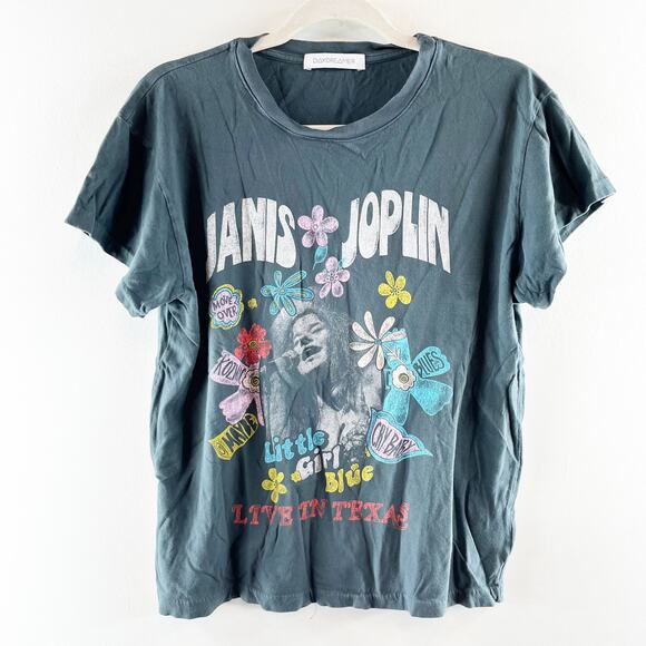 DAYDREAMER Janis Joplin Little Girl Blue Graphic Tour Tee Black Medium - Picture 4 of 9
